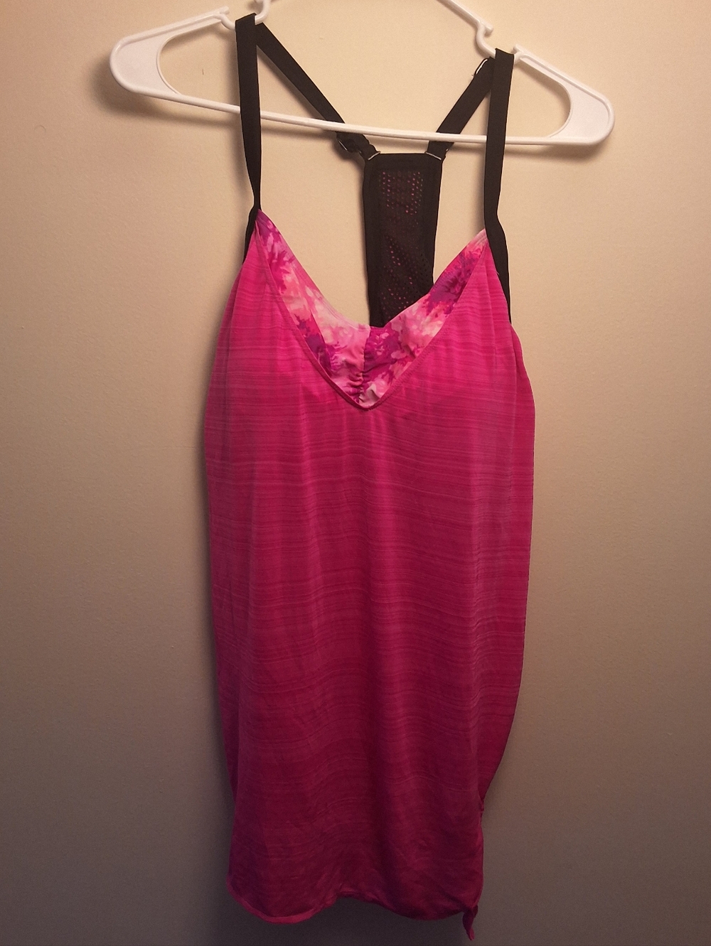 ZeroXposur Pink Space Dye Tankini Top XL Built-in Sports Bra Side Tie